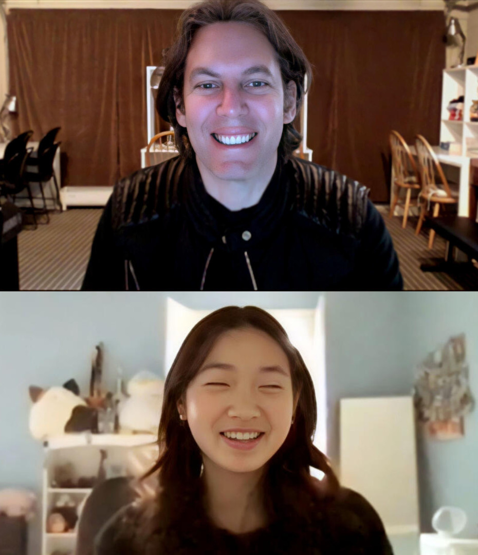 Michael Romano in an online Zoom test prep session with a student